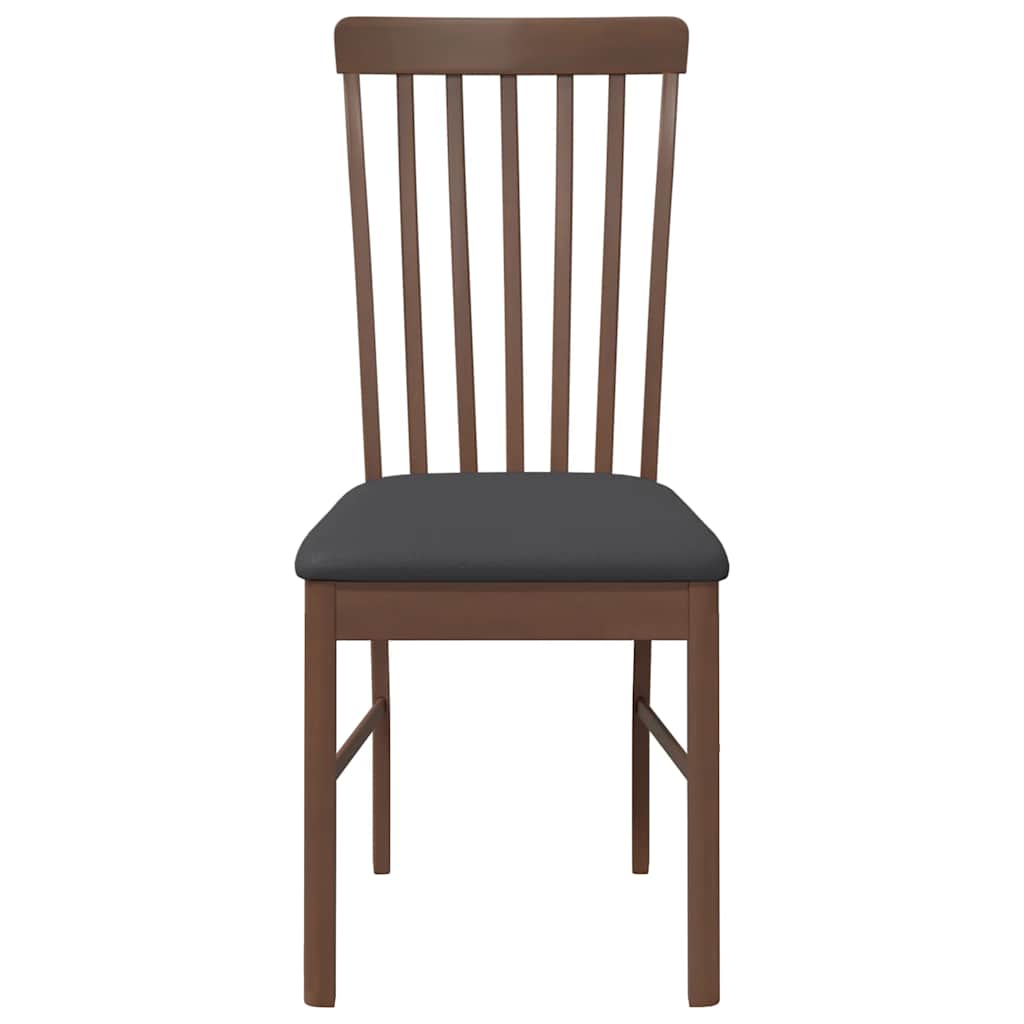 Sedie da Pranzo con Cuscini 2pz Marrone Legno Massello di Hevea