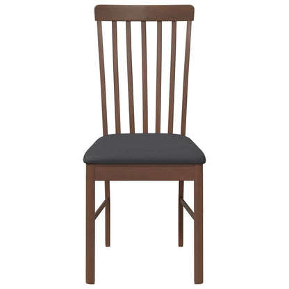 Sedie da Pranzo con Cuscini 2pz Marrone Legno Massello di Hevea