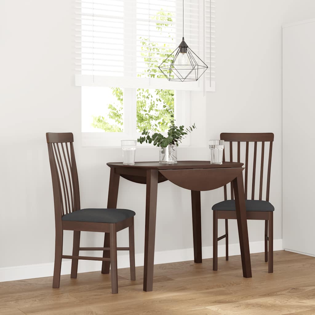 Sedie da Pranzo con Cuscini 2pz Marrone Legno Massello di Hevea