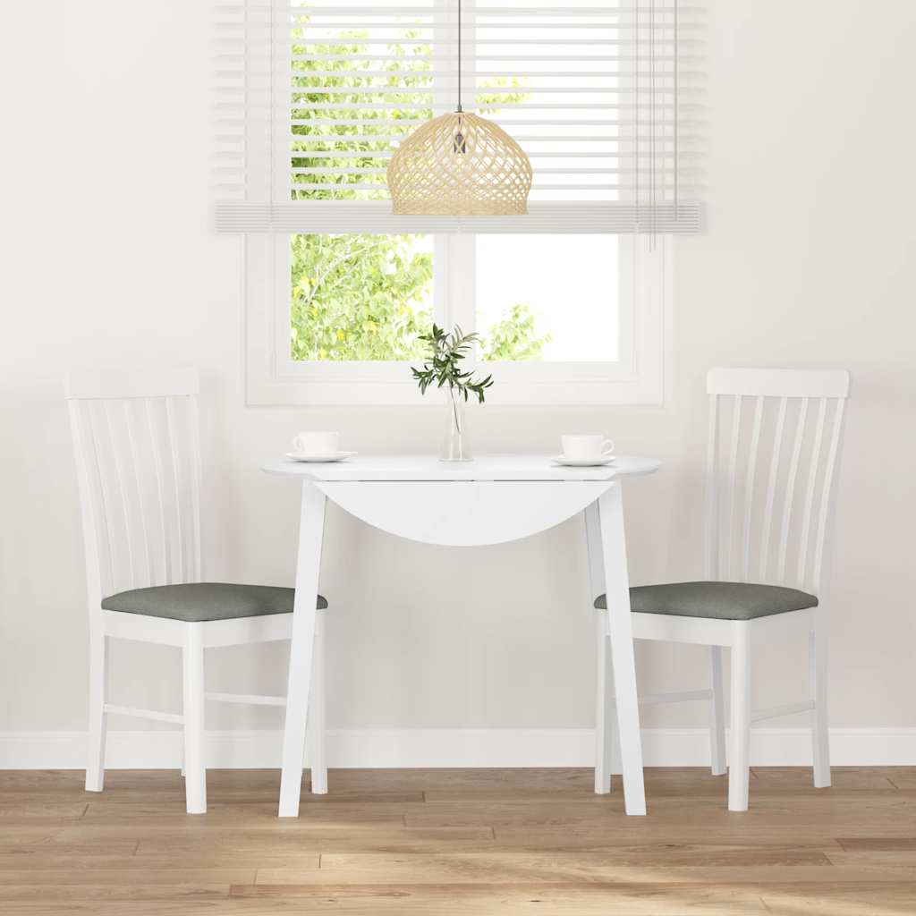 Sedie da Pranzo con Cuscini 2 pz Bianco Legno Massello di Hevea
