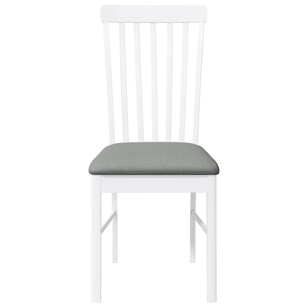 Sedie da Pranzo con Cuscini 2 pz Bianco Legno Massello di Hevea