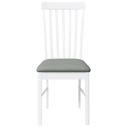Sedie da Pranzo con Cuscini 2 pz Bianco Legno Massello di Hevea