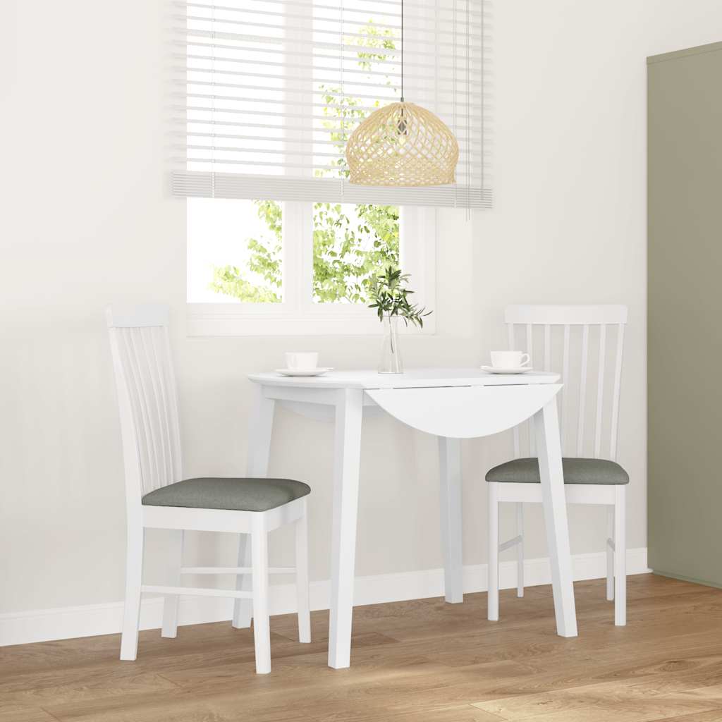 Sedie da Pranzo con Cuscini 2 pz Bianco Legno Massello di Hevea