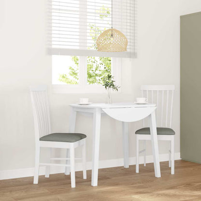 Sedie da Pranzo con Cuscini 2 pz Bianco Legno Massello di Hevea