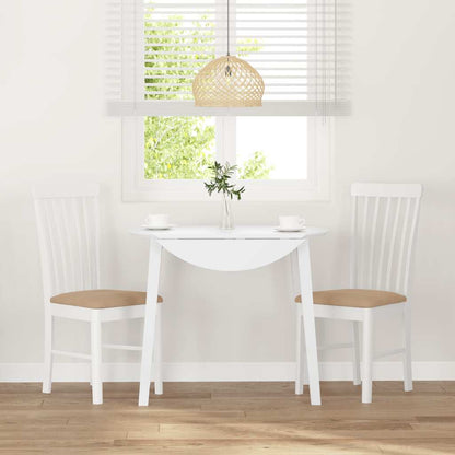 Sedie da Pranzo con Cuscini 2 pz Bianco Legno Massello di Hevea