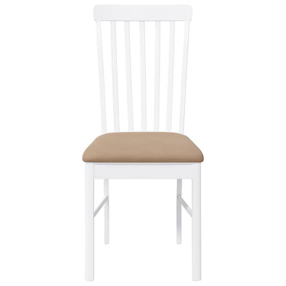 Sedie da Pranzo con Cuscini 2 pz Bianco Legno Massello di Hevea