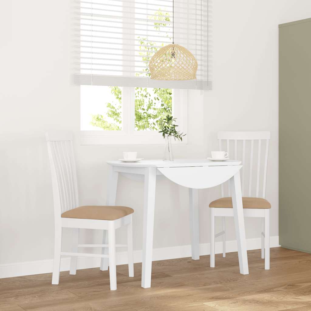 Sedie da Pranzo con Cuscini 2 pz Bianco Legno Massello di Hevea