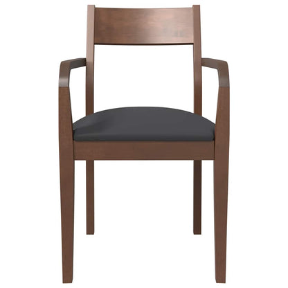 Sedie da Pranzo con Cuscini 2pz Marrone Legno Massello di Hevea