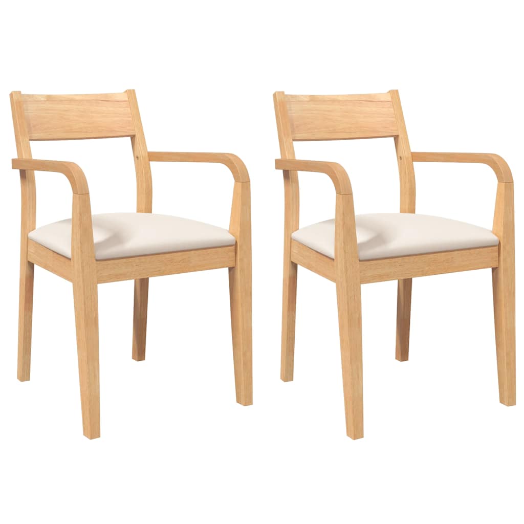 Sedie da Pranzo con Cuscini 2 pz Naturale Legno Massello Hevea
