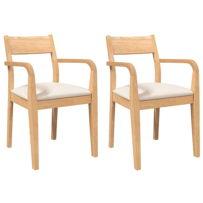 Sedie da Pranzo con Cuscini 2 pz Naturale Legno Massello Hevea