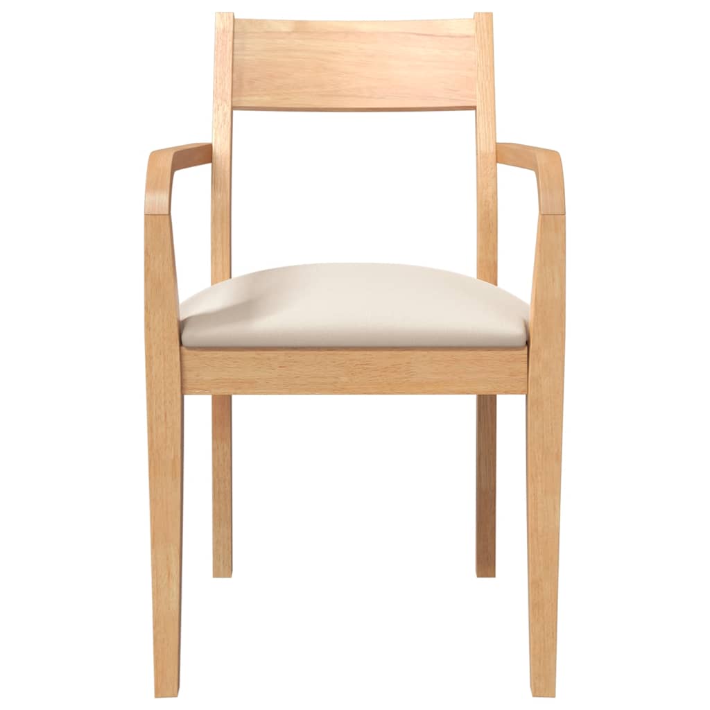 Sedie da Pranzo con Cuscini 2 pz Naturale Legno Massello Hevea