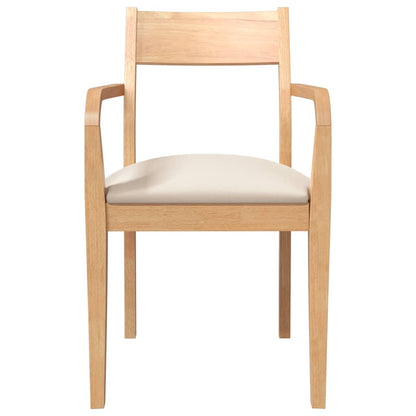 Sedie da Pranzo con Cuscini 2 pz Naturale Legno Massello Hevea