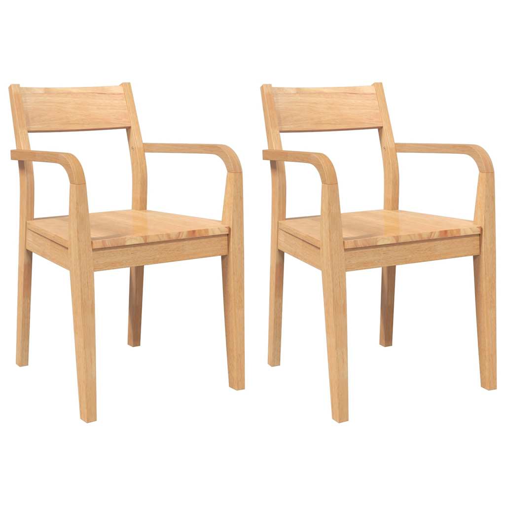 Sedie da Pranzo 2 pz Naturale in Legno Massello di Hevea