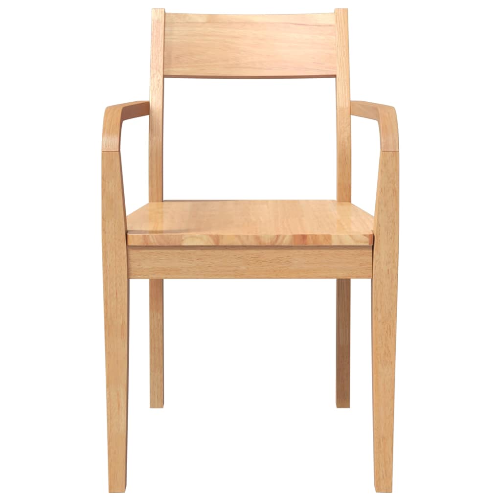 Sedie da Pranzo 2 pz Naturale in Legno Massello di Hevea