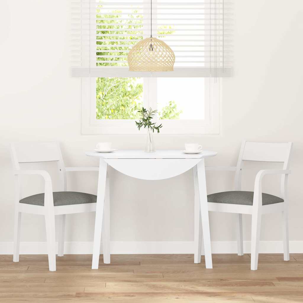 Sedie da Pranzo con Cuscini 2 pz Bianco Legno Massello di Hevea