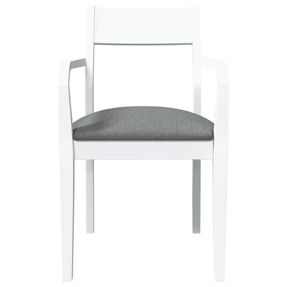 Sedie da Pranzo con Cuscini 2 pz Bianco Legno Massello di Hevea