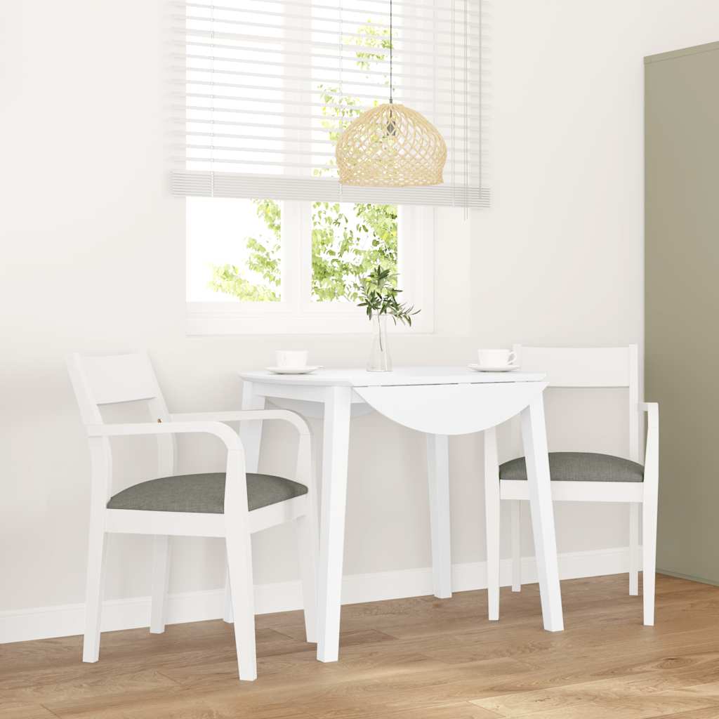 Sedie da Pranzo con Cuscini 2 pz Bianco Legno Massello di Hevea