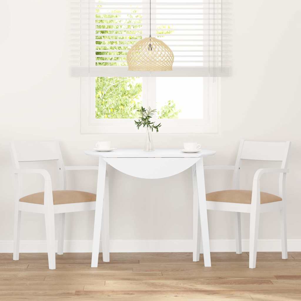 Sedie da Pranzo con Cuscini 2 pz Bianco Legno Massello di Hevea