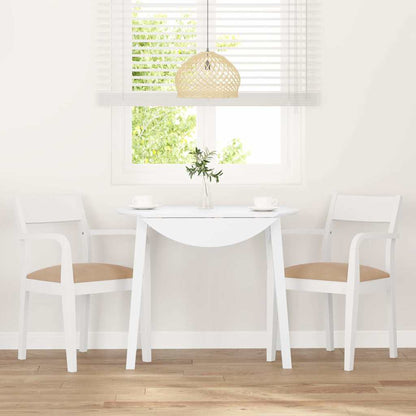 Sedie da Pranzo con Cuscini 2 pz Bianco Legno Massello di Hevea