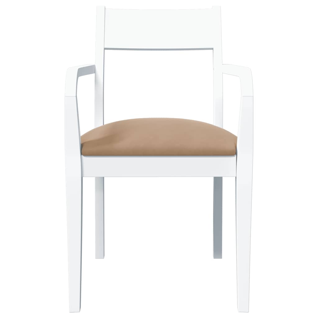Sedie da Pranzo con Cuscini 2 pz Bianco Legno Massello di Hevea