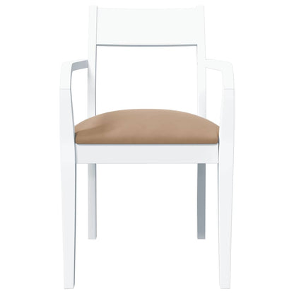 Sedie da Pranzo con Cuscini 2 pz Bianco Legno Massello di Hevea
