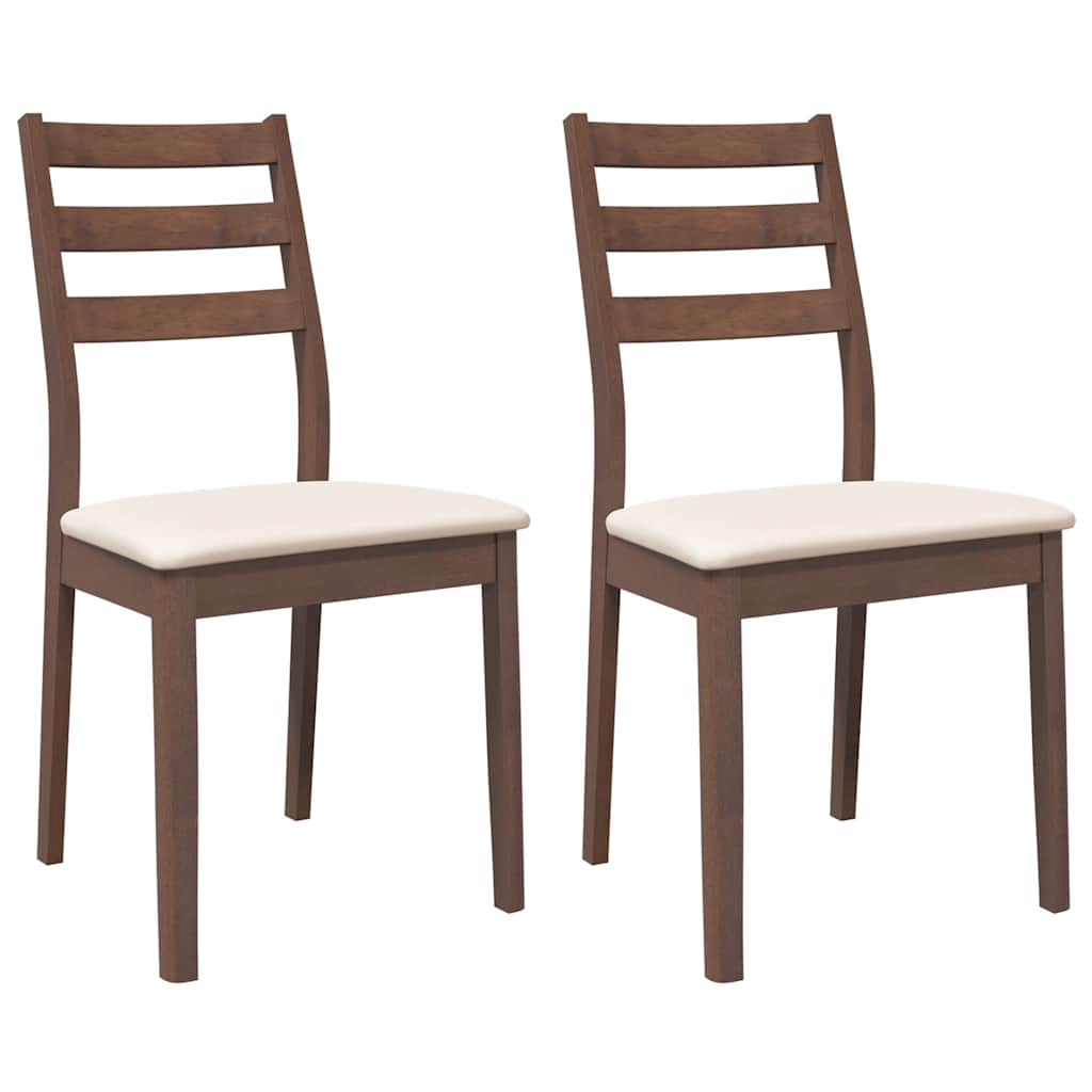 Sedie da Pranzo con Cuscini 2pz Marrone Legno Massello di Hevea