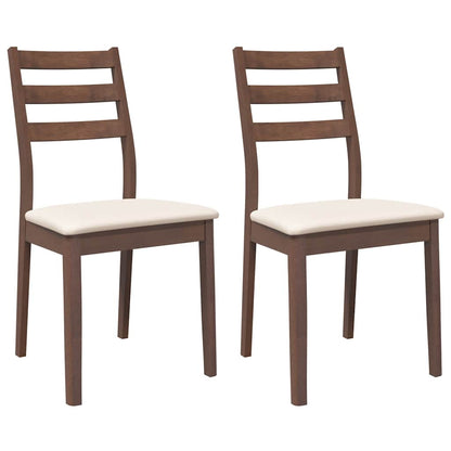 Sedie da Pranzo con Cuscini 2pz Marrone Legno Massello di Hevea