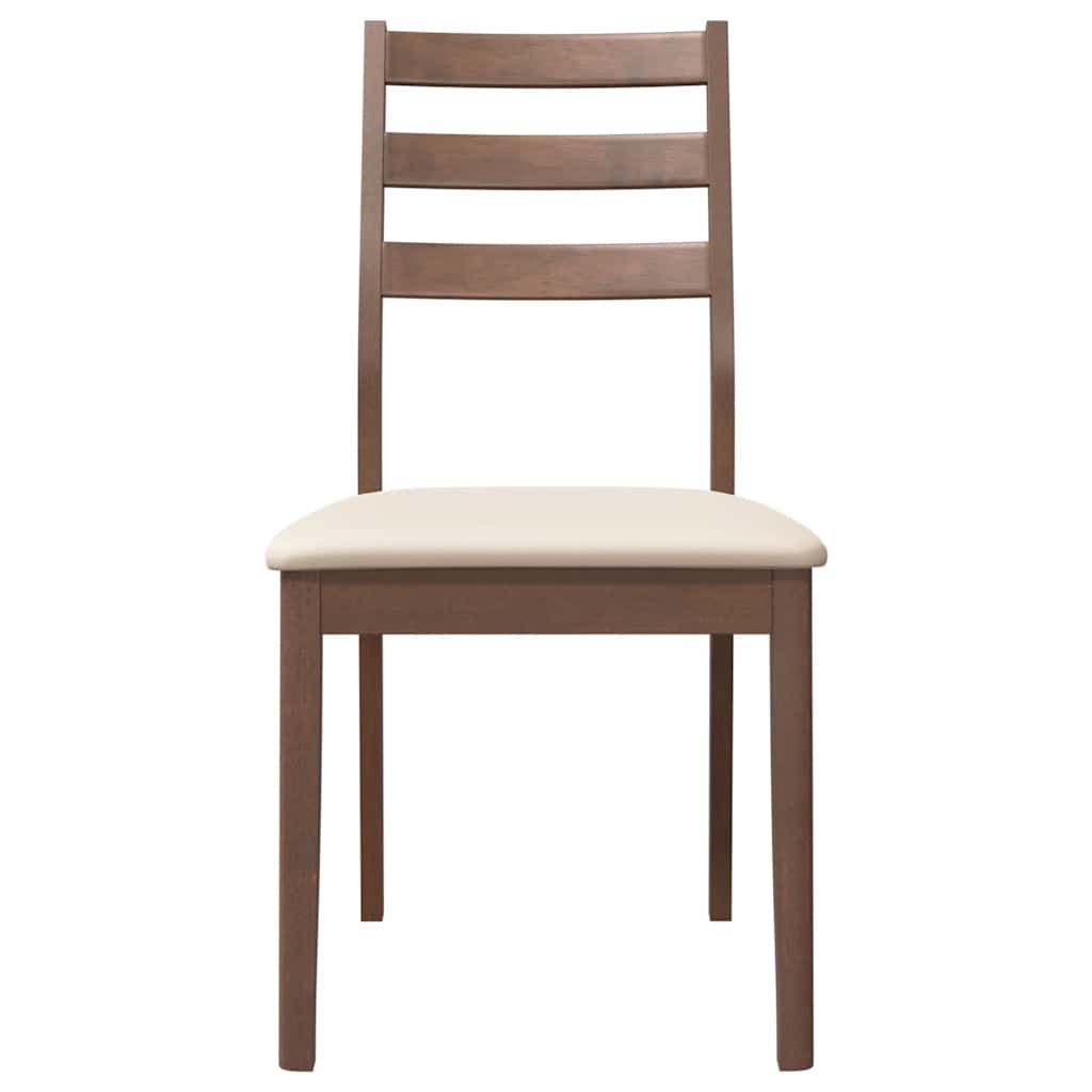 Sedie da Pranzo con Cuscini 2pz Marrone Legno Massello di Hevea
