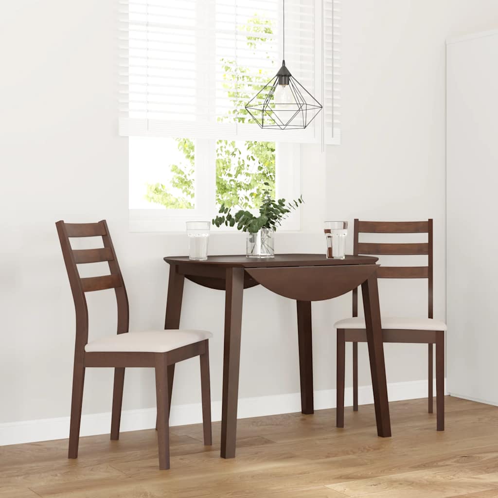 Sedie da Pranzo con Cuscini 2pz Marrone Legno Massello di Hevea
