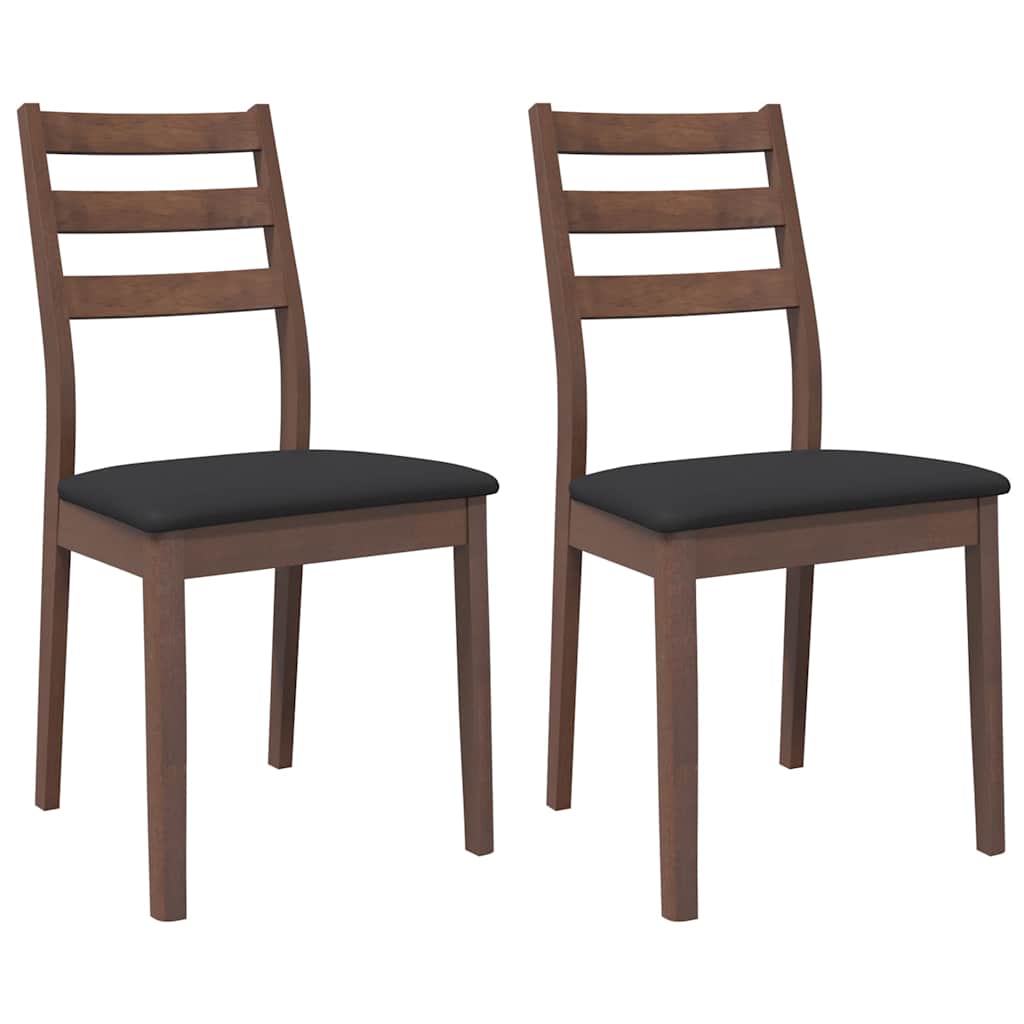 Sedie da Pranzo con Cuscini 2pz Marrone Legno Massello di Hevea