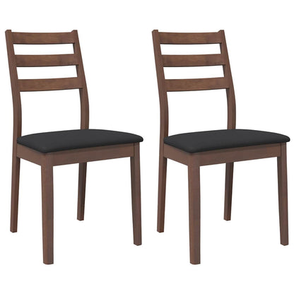 Sedie da Pranzo con Cuscini 2pz Marrone Legno Massello di Hevea