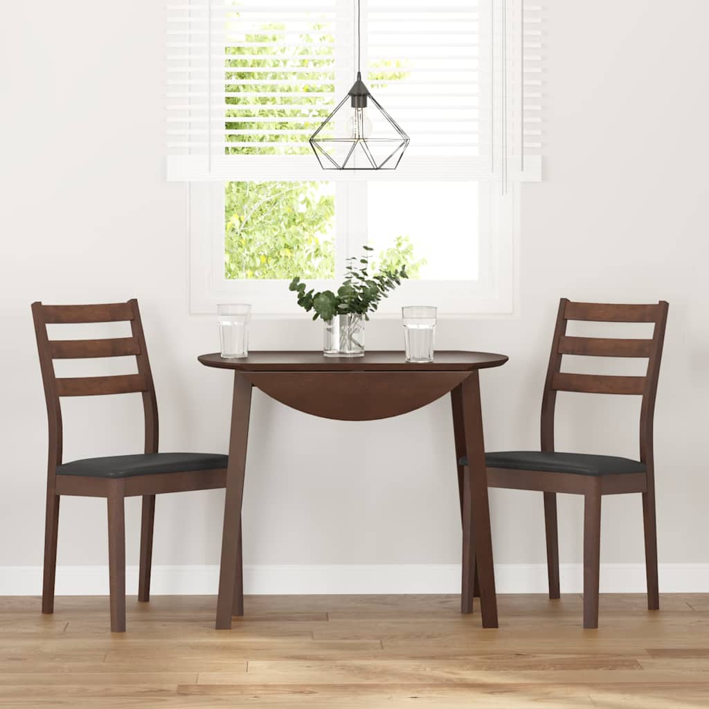 Sedie da Pranzo con Cuscini 2pz Marrone Legno Massello di Hevea