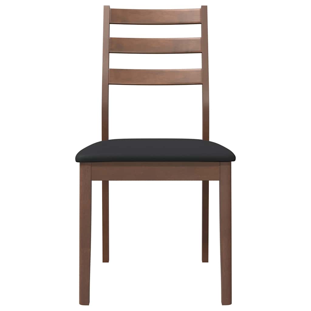 Sedie da Pranzo con Cuscini 2pz Marrone Legno Massello di Hevea
