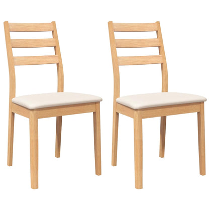 Sedie da Pranzo con Cuscini 2 pz Naturale Legno Massello Hevea