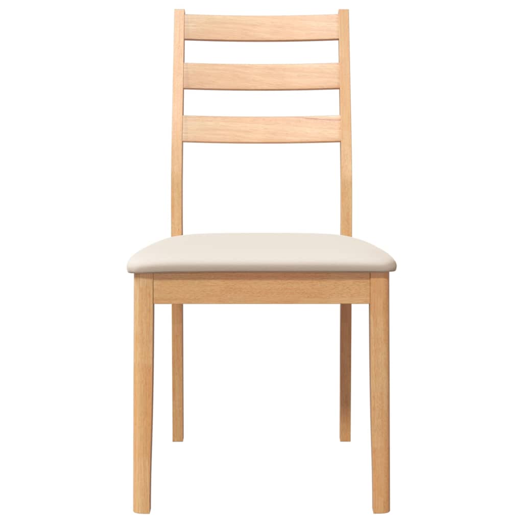 Sedie da Pranzo con Cuscini 2 pz Naturale Legno Massello Hevea