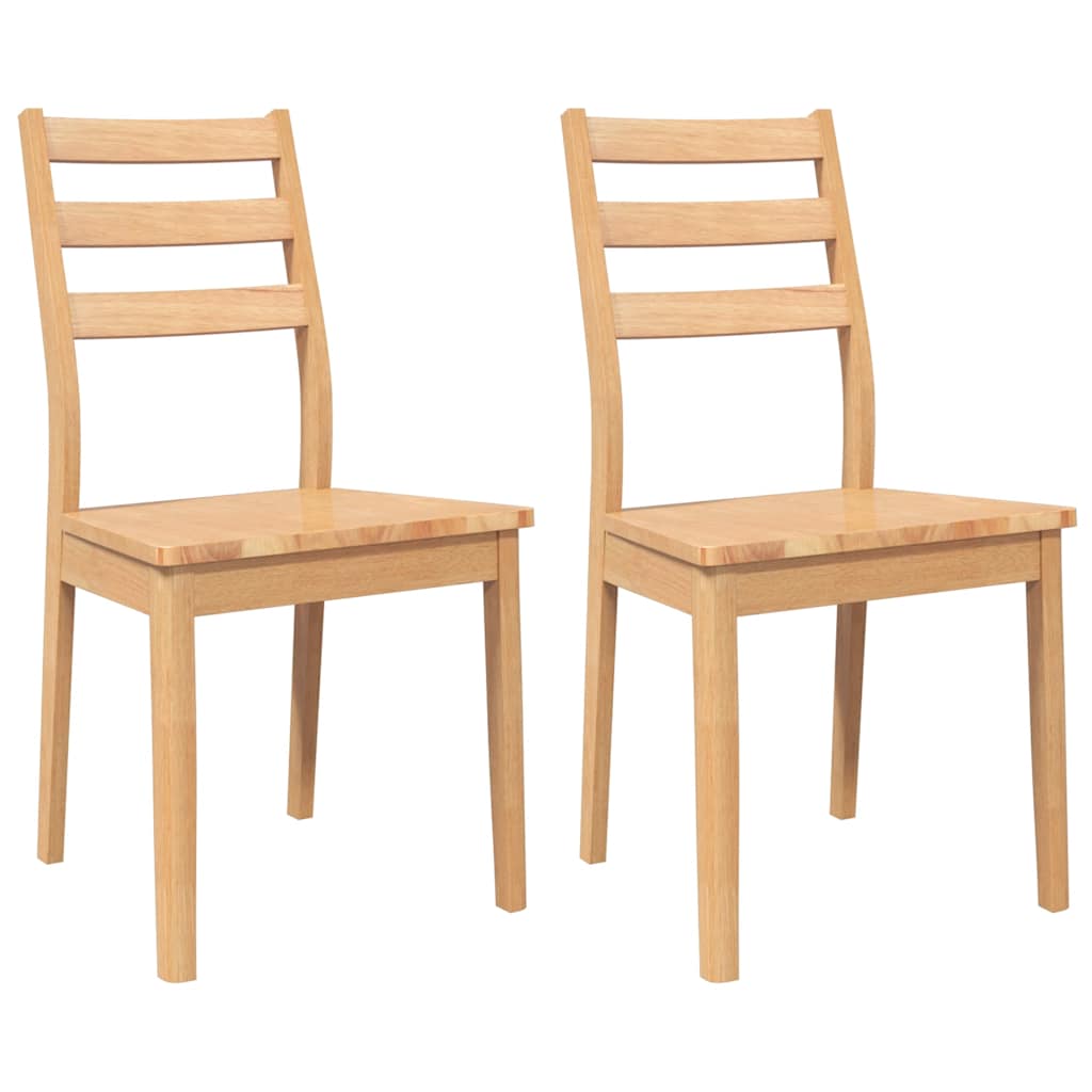 Sedie da Pranzo 2 pz Naturale in Legno Massello di Hevea