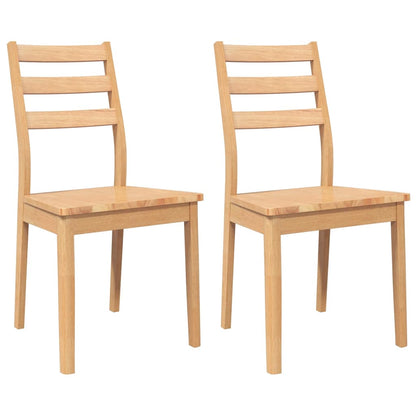 Sedie da Pranzo 2 pz Naturale in Legno Massello di Hevea