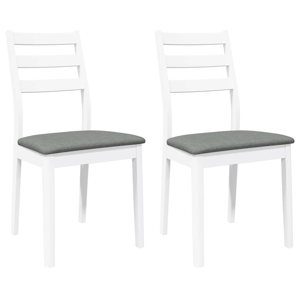 Sedie da Pranzo con Cuscini 2 pz Bianco Legno Massello di Hevea