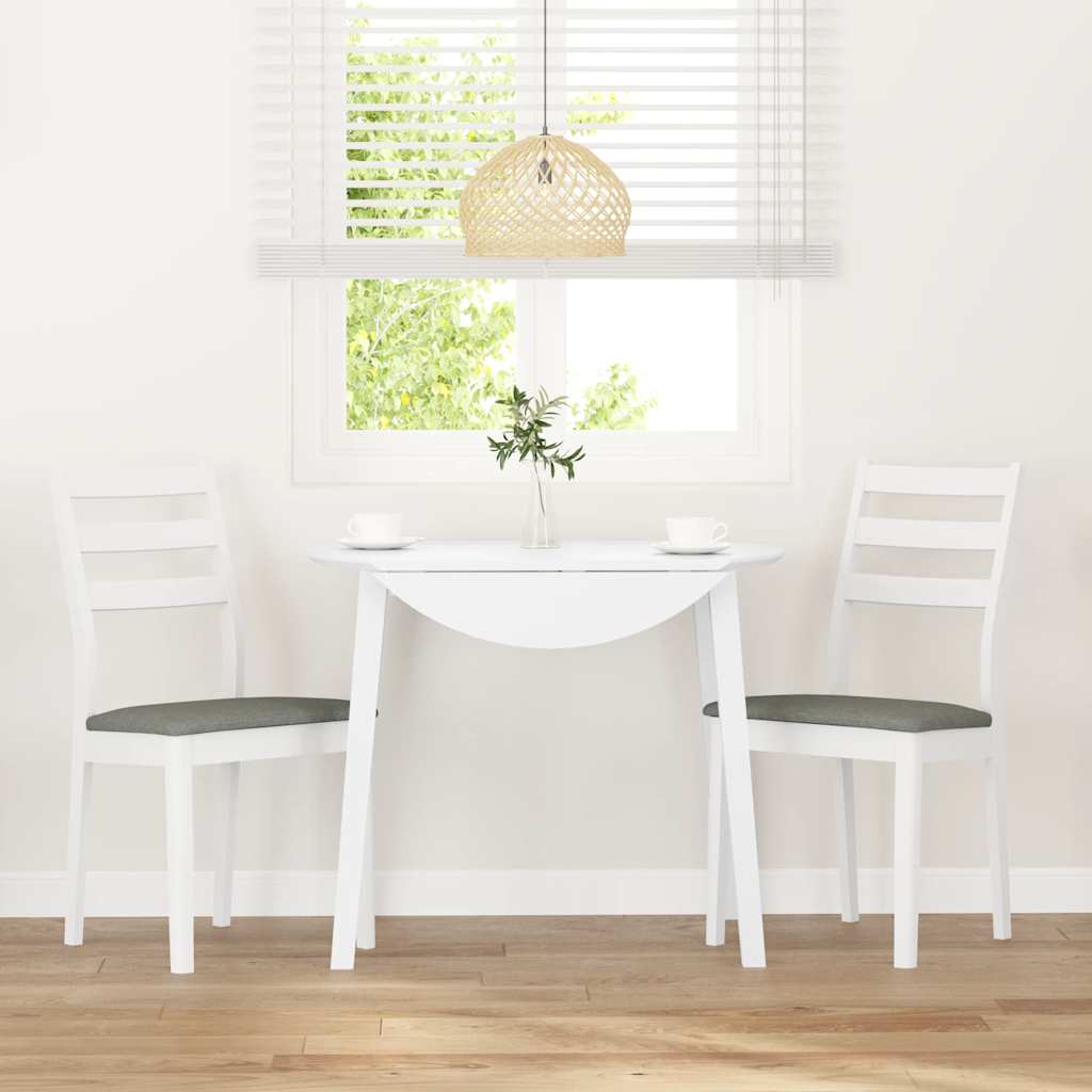 Sedie da Pranzo con Cuscini 2 pz Bianco Legno Massello di Hevea