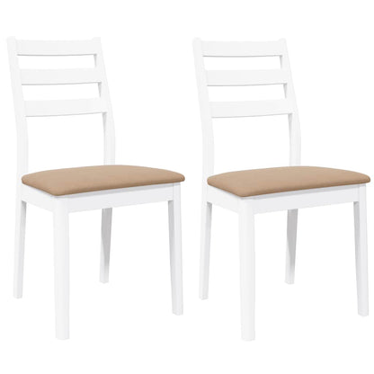 Sedie da Pranzo con Cuscini 2 pz Bianco Legno Massello di Hevea