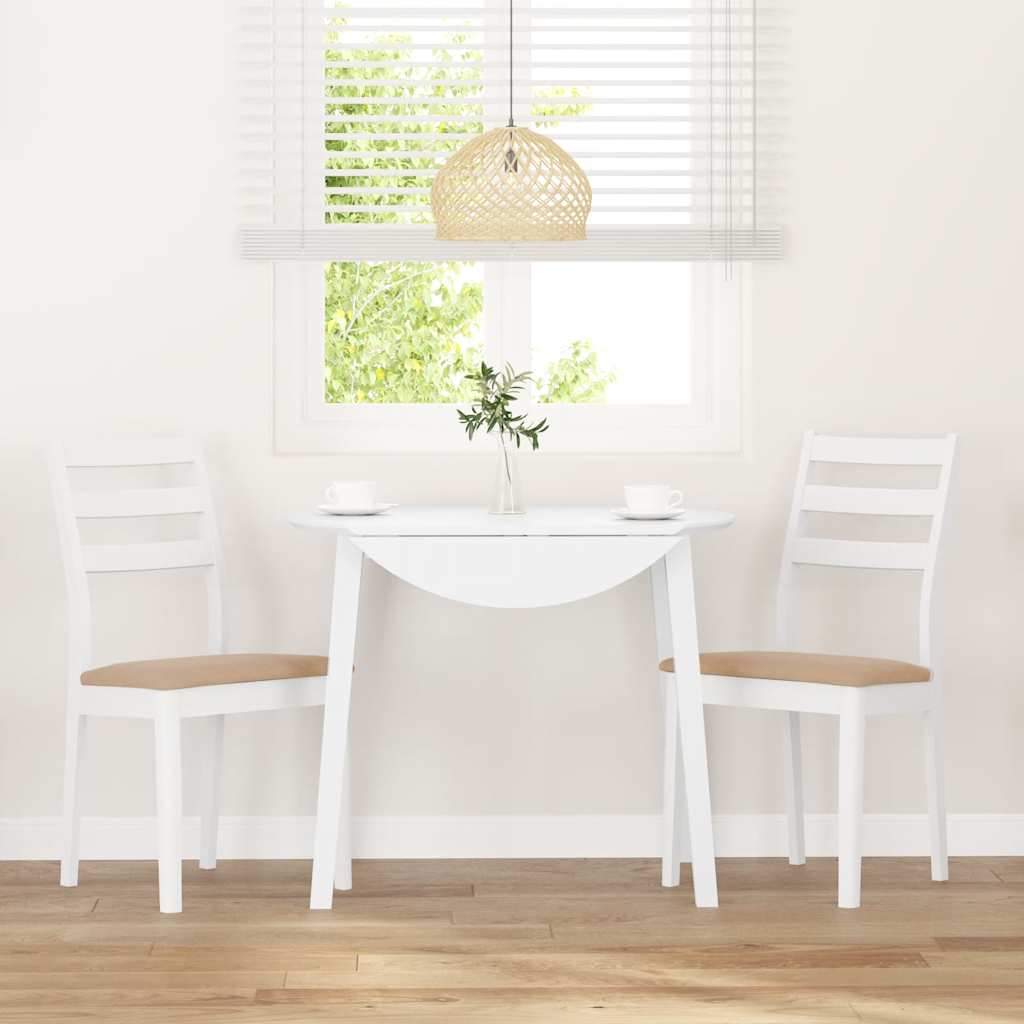 Sedie da Pranzo con Cuscini 2 pz Bianco Legno Massello di Hevea