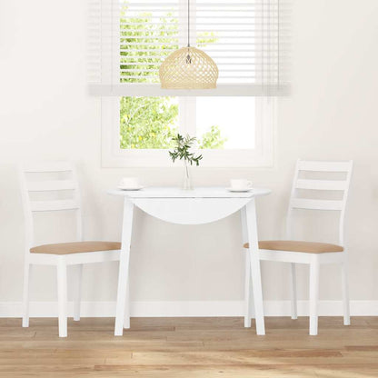 Sedie da Pranzo con Cuscini 2 pz Bianco Legno Massello di Hevea