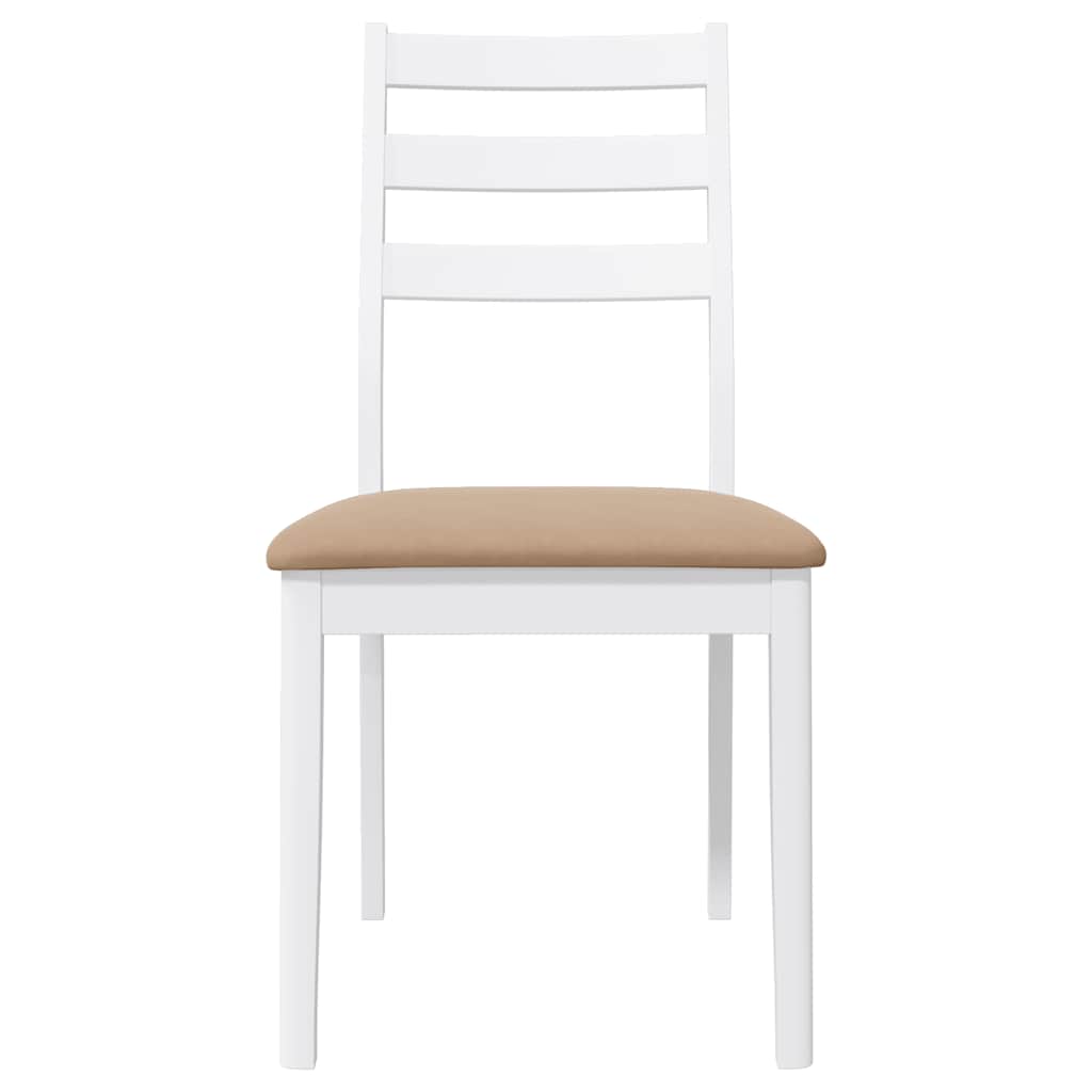 Sedie da Pranzo con Cuscini 2 pz Bianco Legno Massello di Hevea