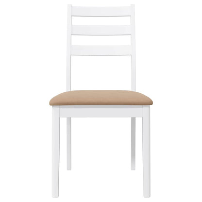 Sedie da Pranzo con Cuscini 2 pz Bianco Legno Massello di Hevea