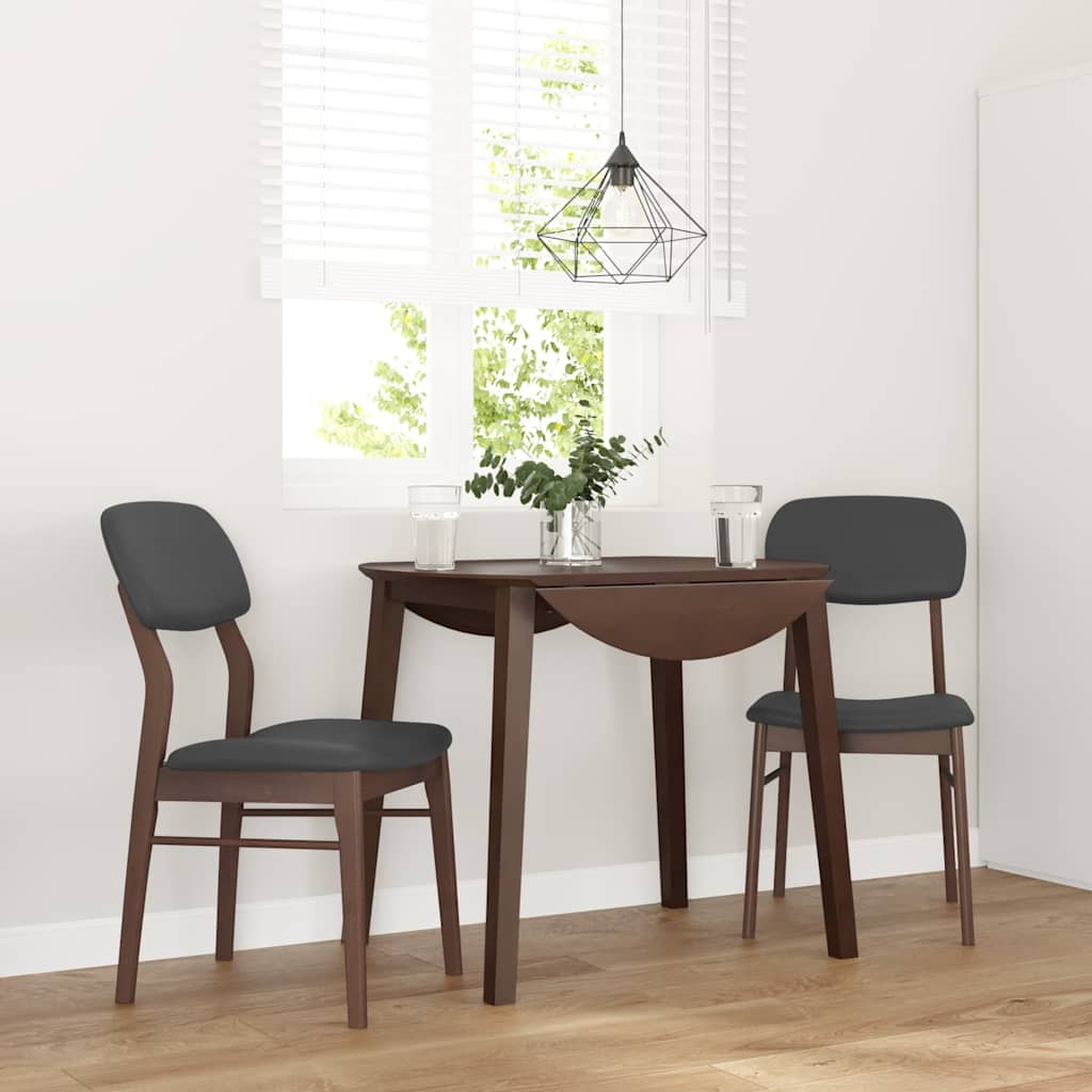 Sedie da Pranzo con Cuscini 2pz Marrone Legno Massello di Hevea