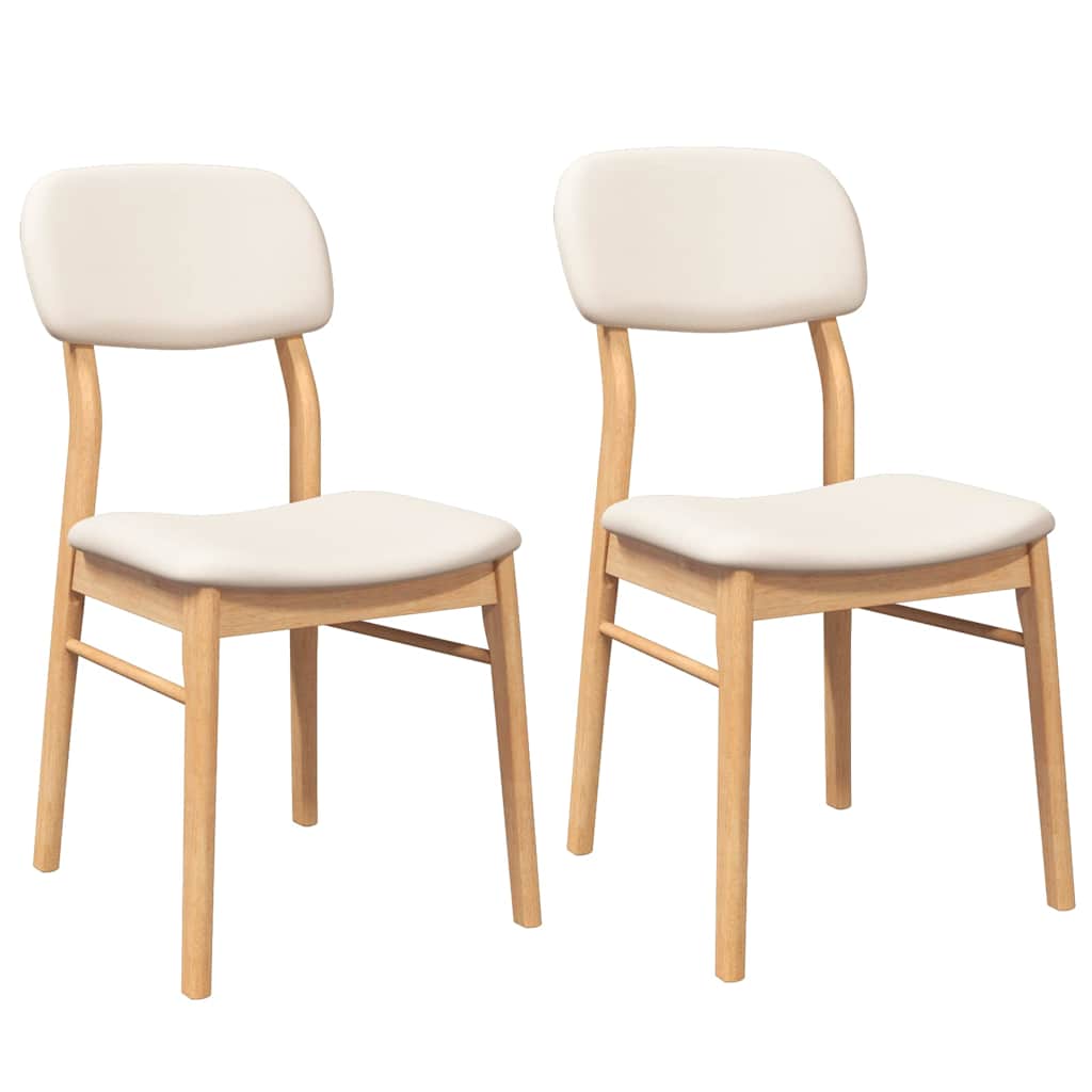 Sedie da Pranzo con Cuscini 2 pz Naturale Legno Massello Hevea