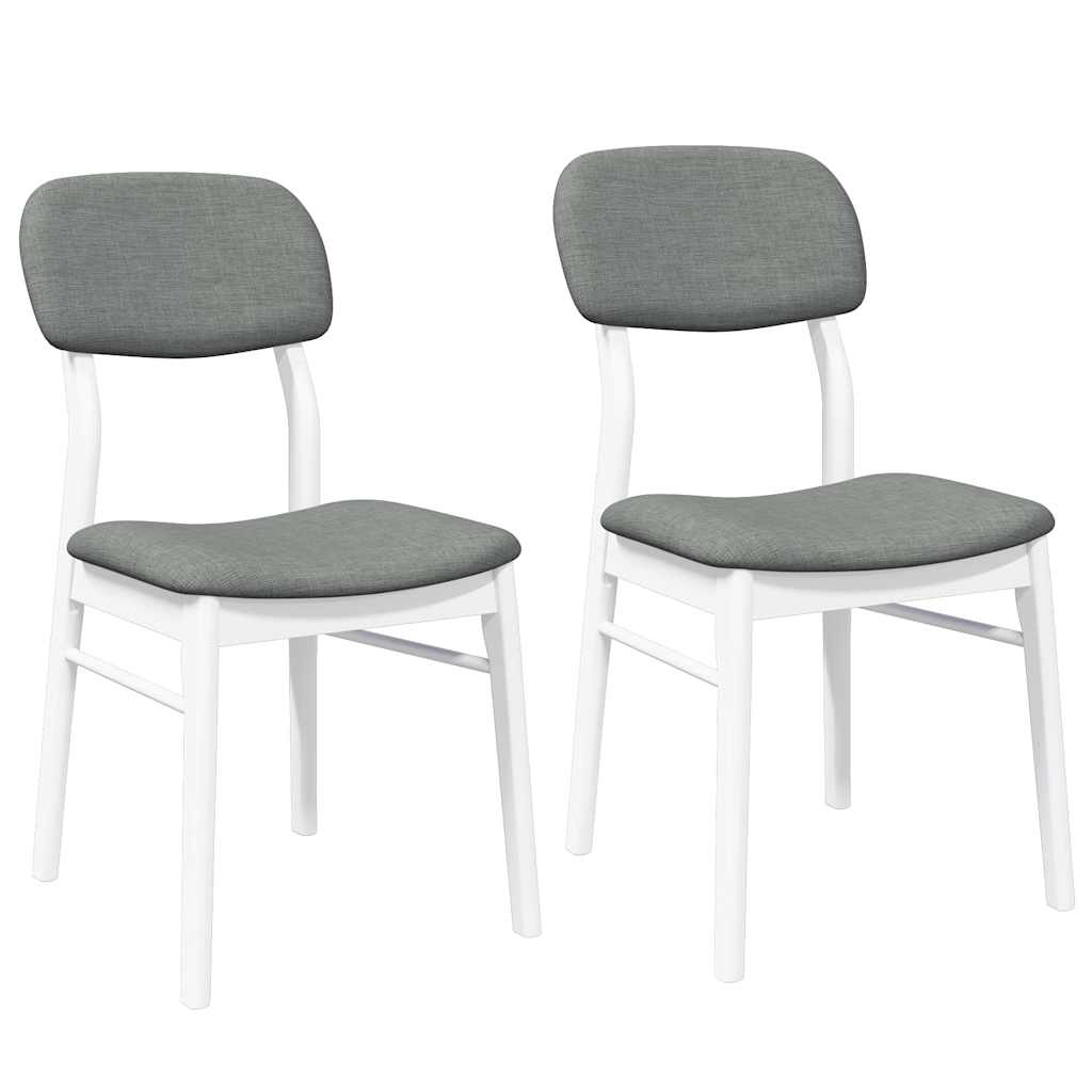 Sedie da Pranzo con Cuscini 2 pz Bianco Legno Massello di Hevea