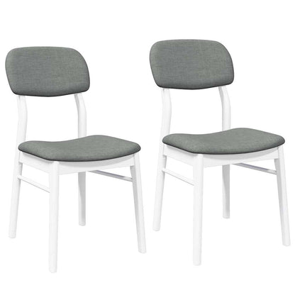 Sedie da Pranzo con Cuscini 2 pz Bianco Legno Massello di Hevea