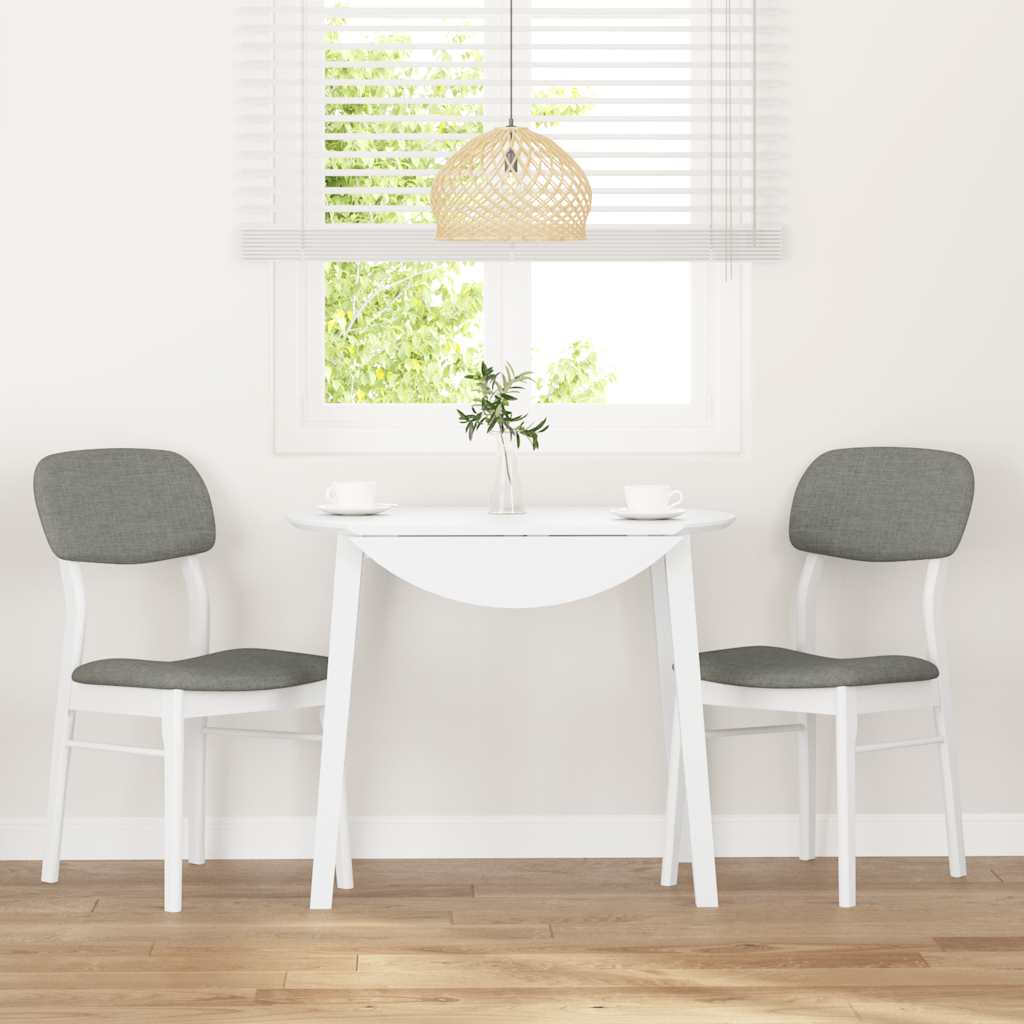 Sedie da Pranzo con Cuscini 2 pz Bianco Legno Massello di Hevea