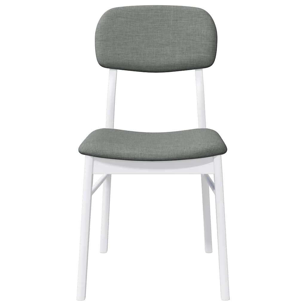 Sedie da Pranzo con Cuscini 2 pz Bianco Legno Massello di Hevea